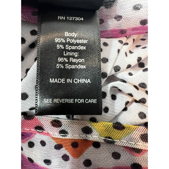 Ali Miles Women's Mixed Print Blouse Polka‎ Dot Geometric Unlined PL - Picture 5 of 5